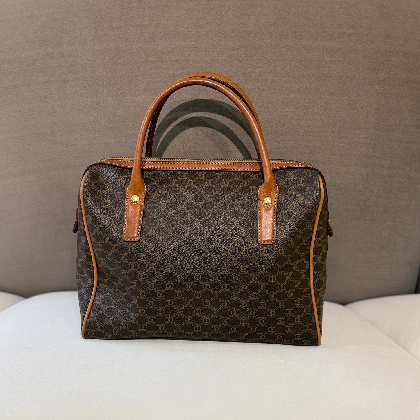 Celine Macadam Brown Canvas Handbag