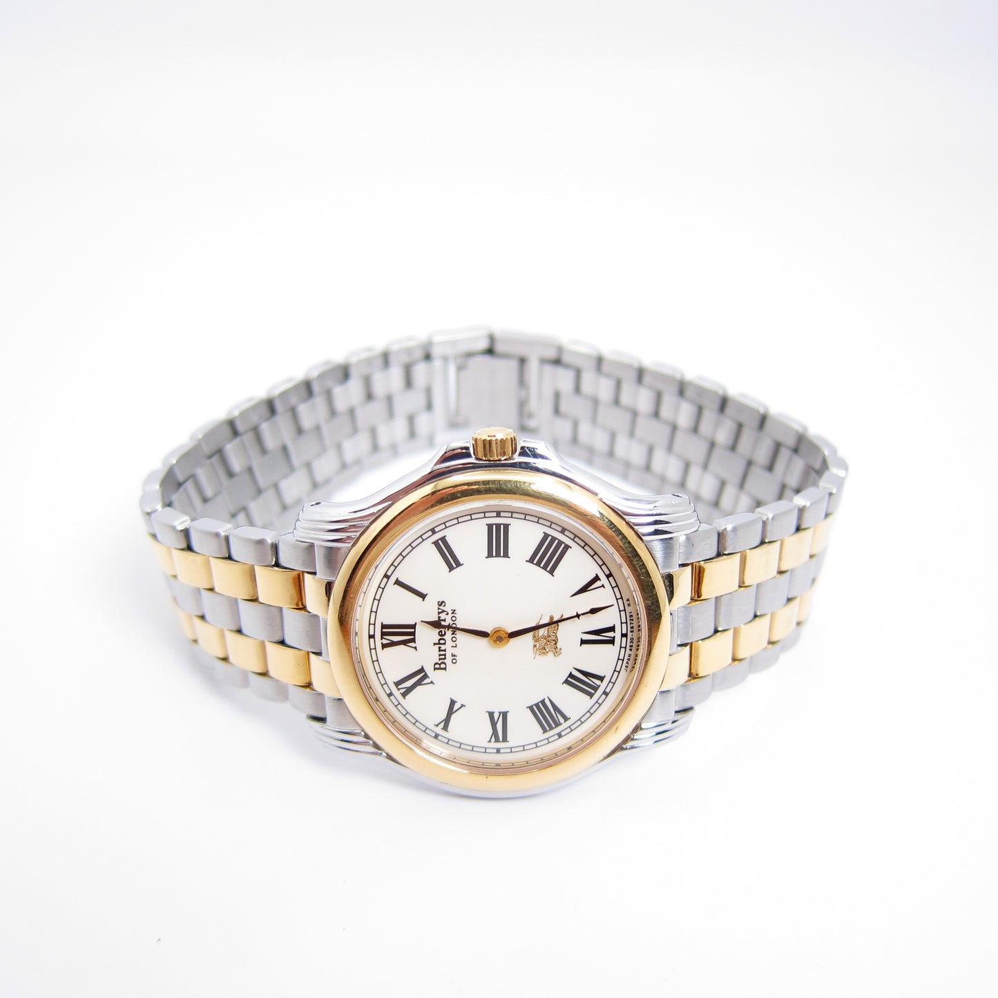 Burberry Vintage Round White Face Two Tone Watch