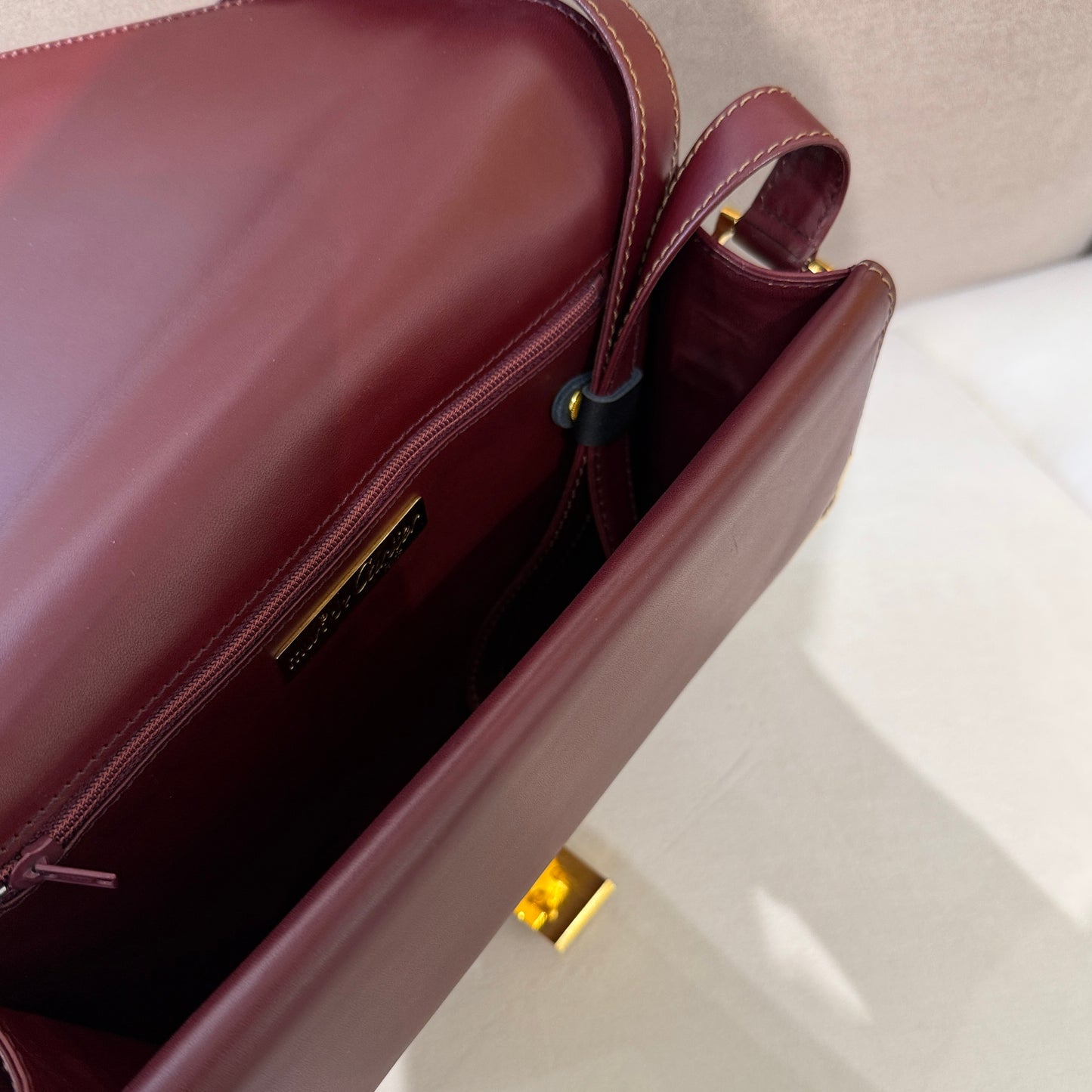 Cartier Must Line Burgundy Red Leather Shoulder Bag