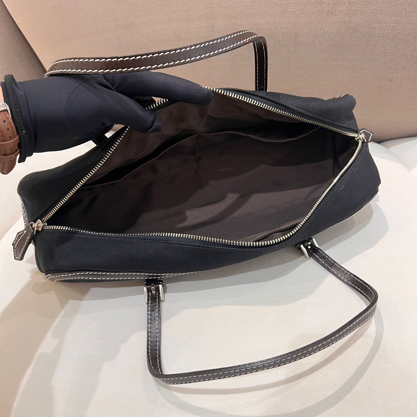 Burberry Blue Label Vintage Black Canvas Slim Shoulder Bag
