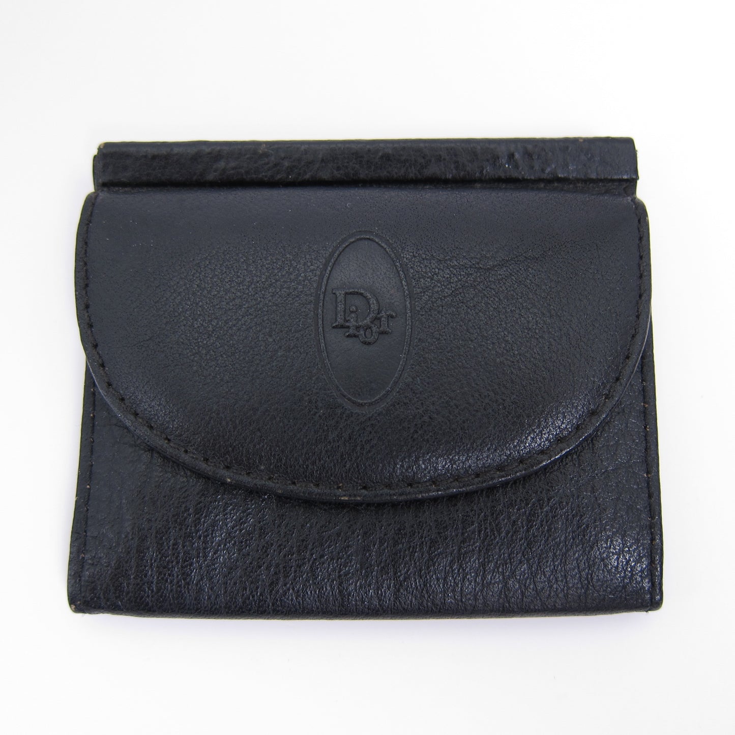 Christian Dior Vintage Dior Logo Black Leather Coin Case