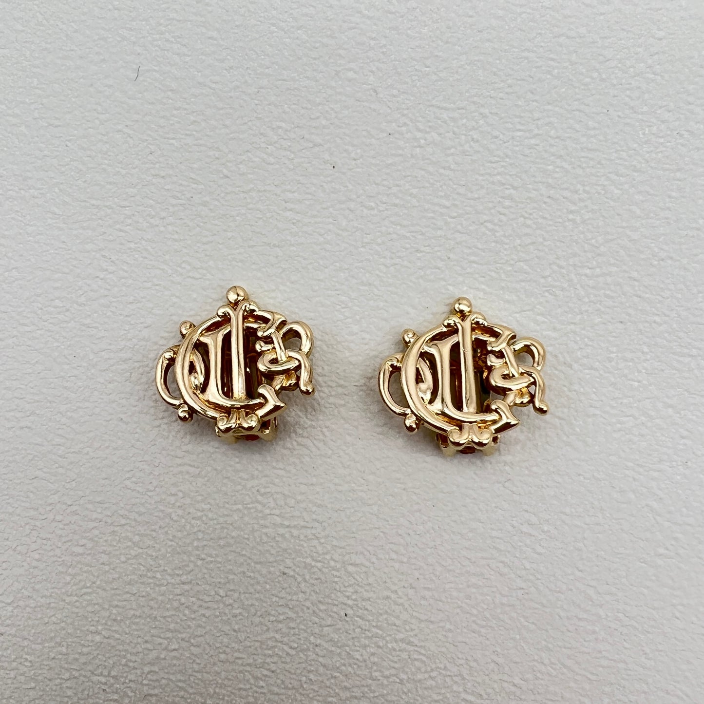 Christian Dior Vintage Dior Logo Golden Clip-on Earrings
