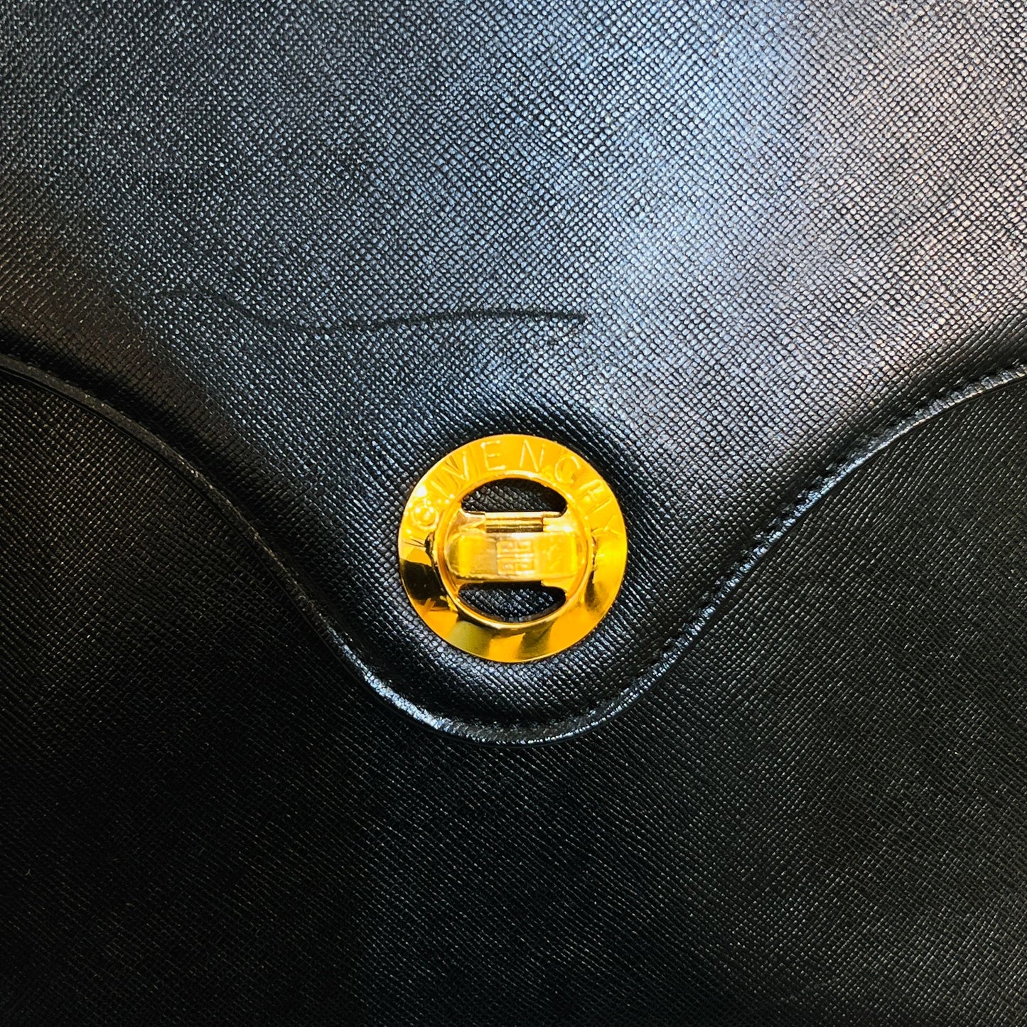 Givenchy Vintage Turn Lock Black Leather Top Handle Bag