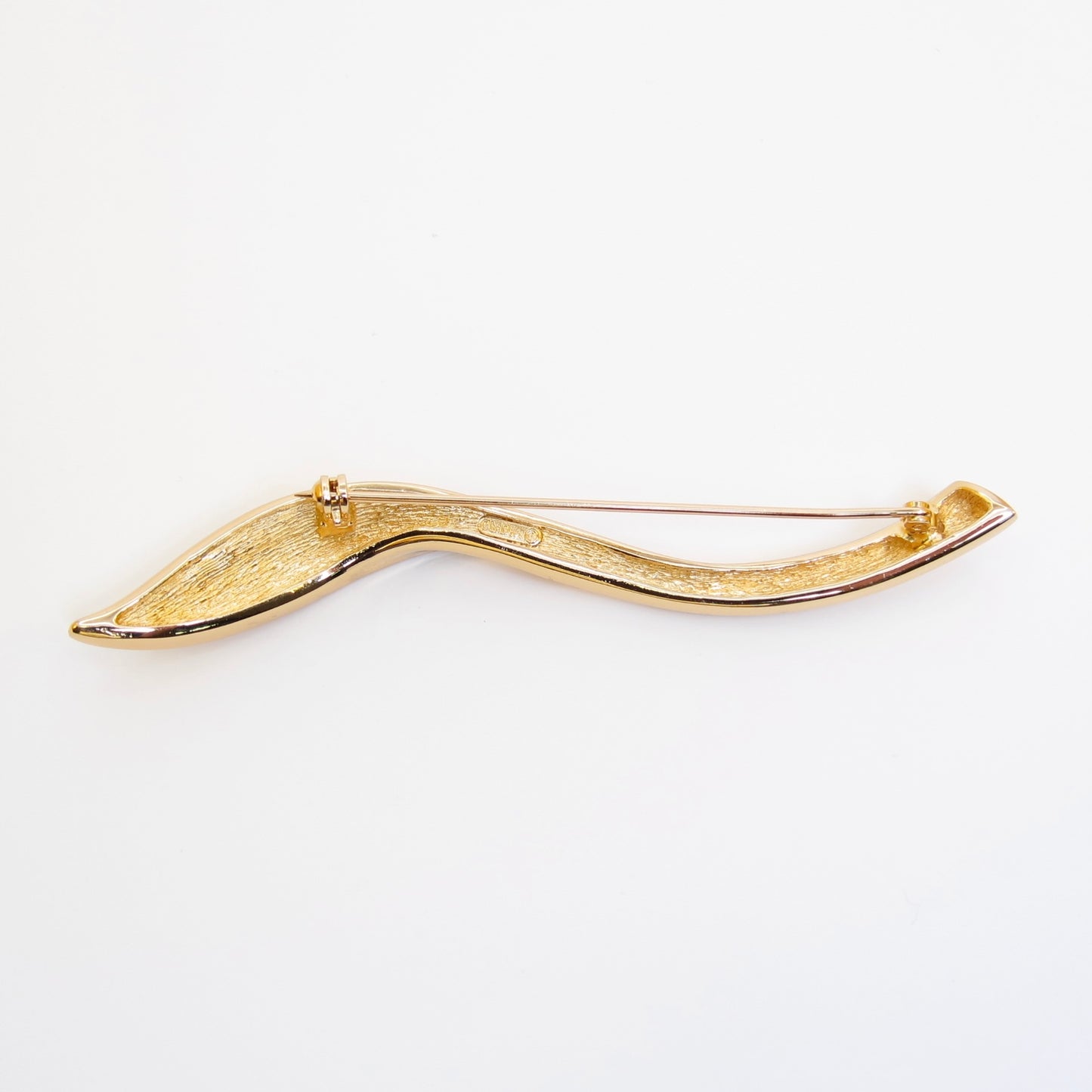 Christian Dior Vintage Leaf Motif with Rhinestone Golden Brooch
