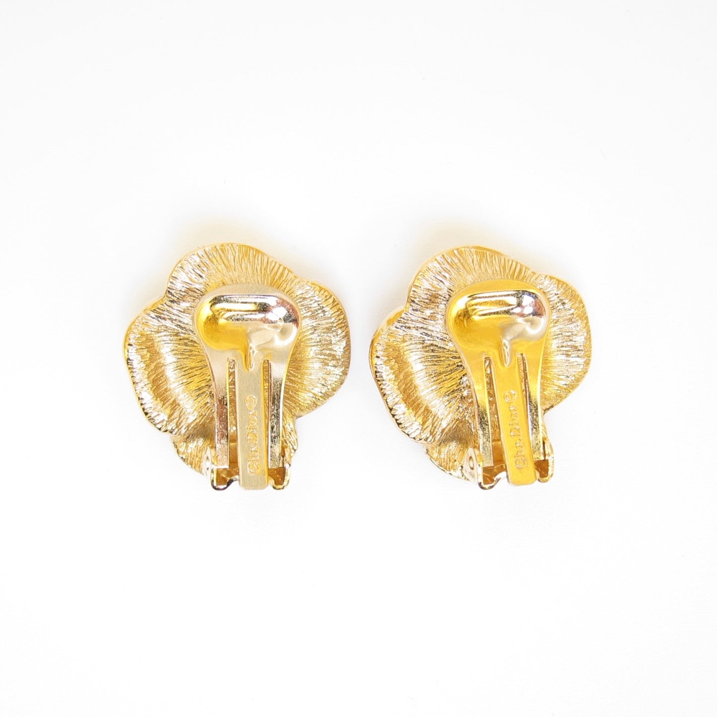 Christian Dior Vintage Faux Pearl Flower Clip-On Earrings
