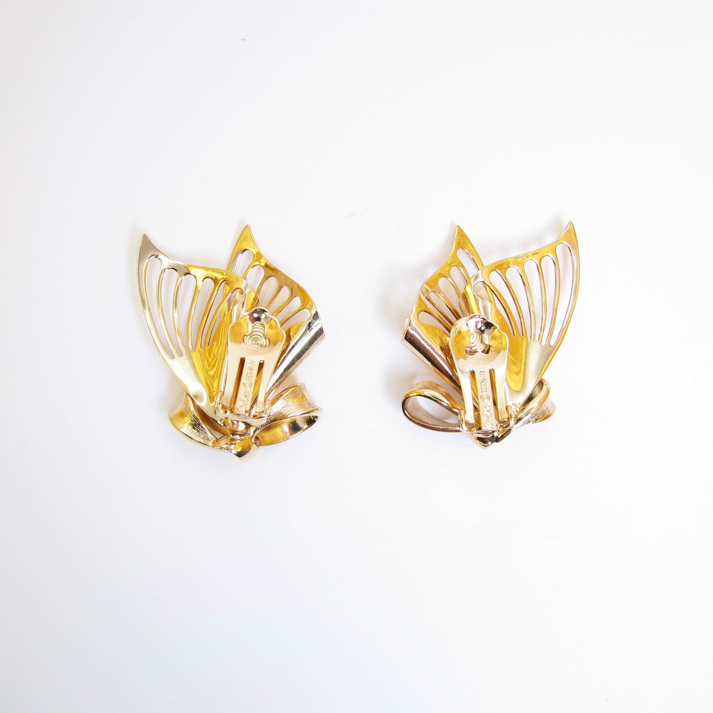 Christian Dior Vintage Ribbon Butterfly Golden Clip-on Earrings