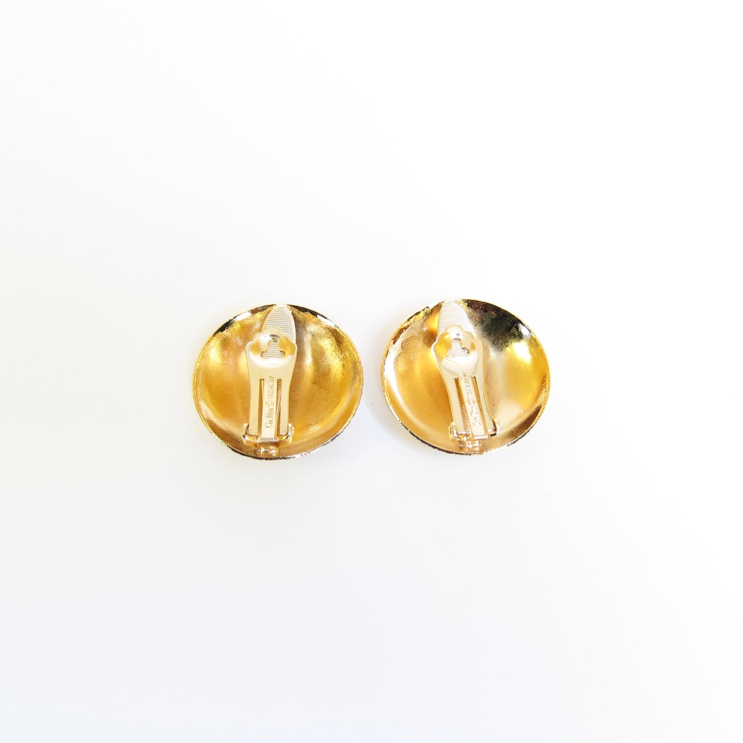 Christian Dior Vintage Stylish Round Shape Golden Clip-on Earrings