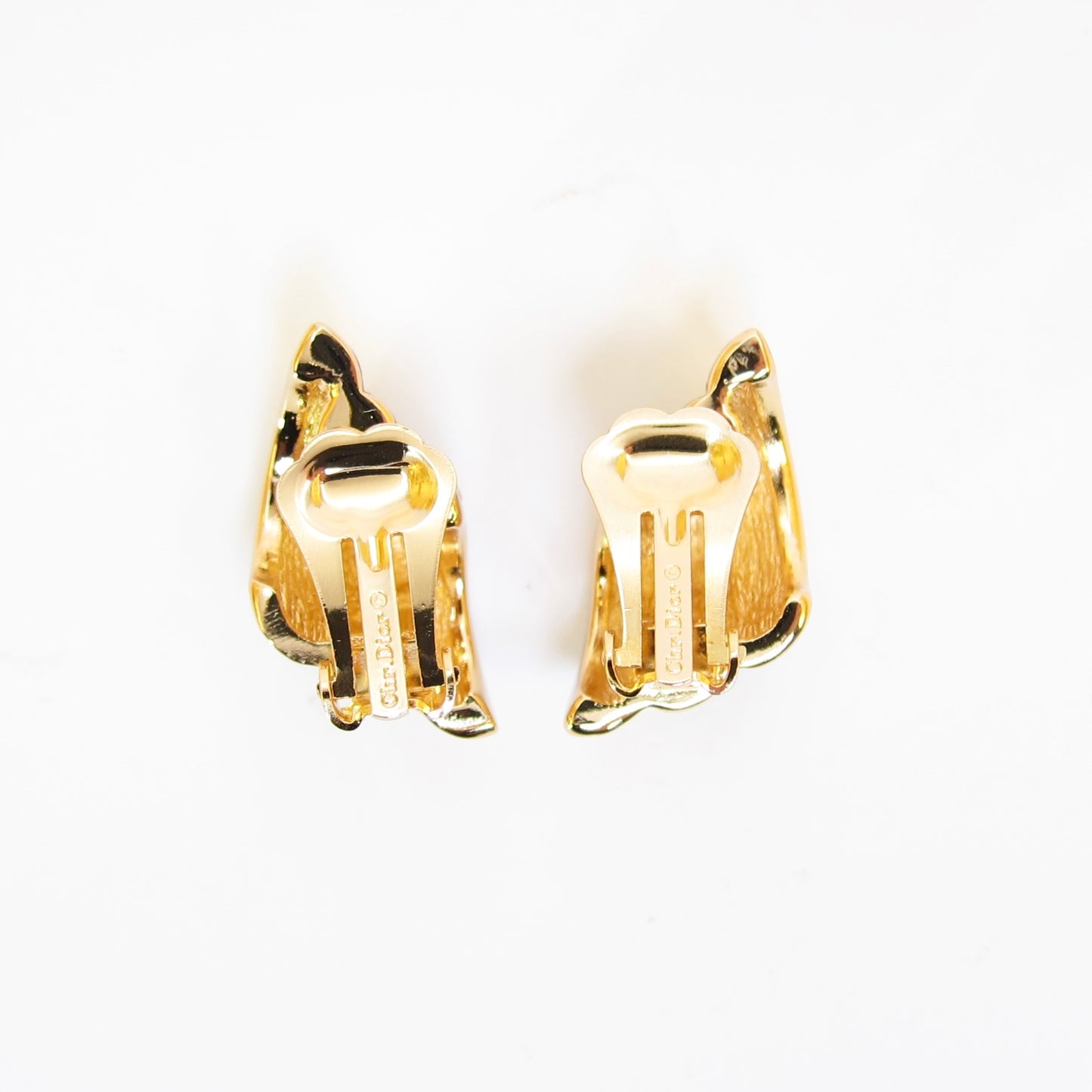 Christian Dior Vintage Stylish Black and Rhinestone Golden Clip-on Earrings