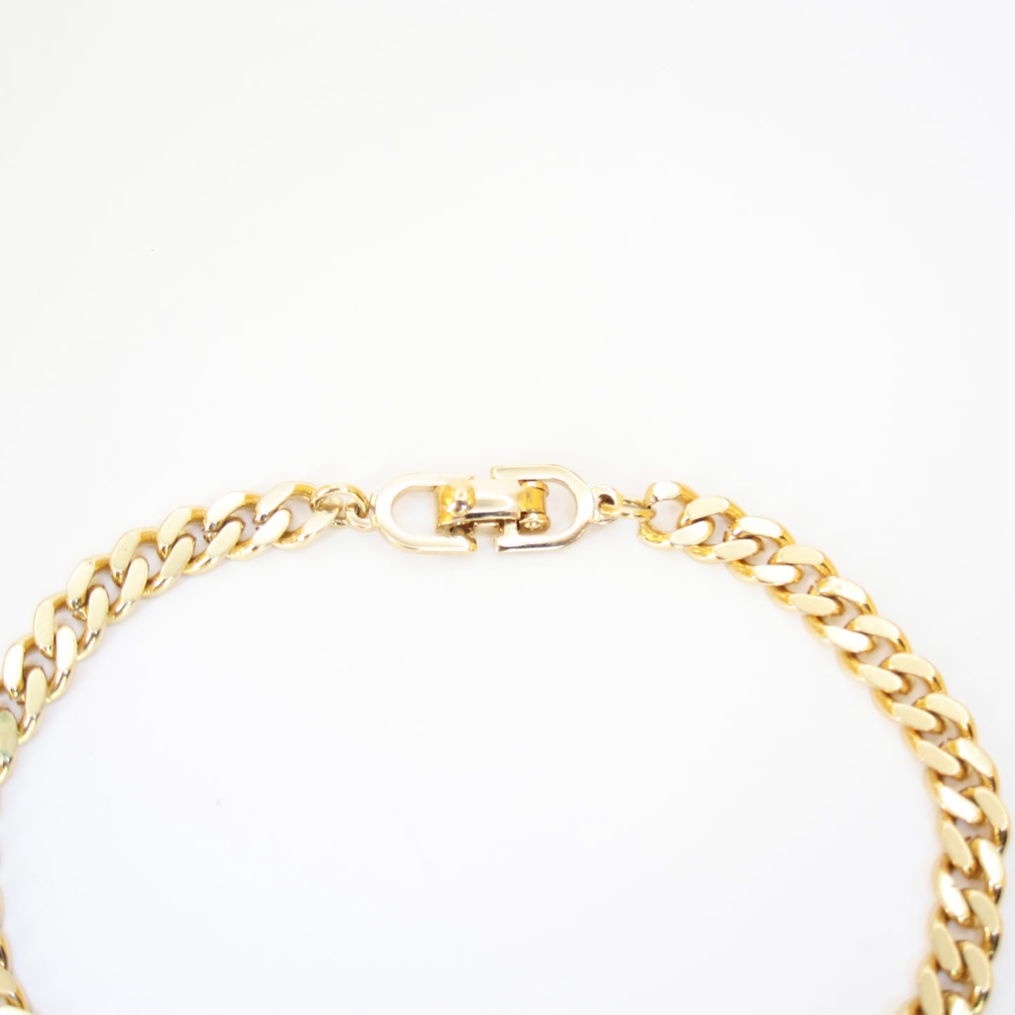 Christian Dior Vintage CD Logo with Rhinestone Golden Bracelet