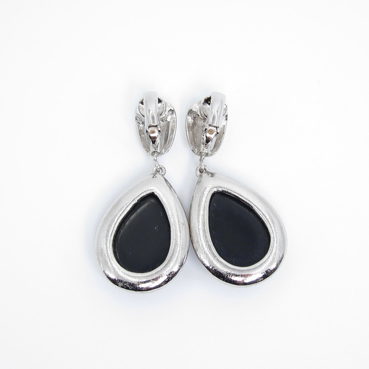 Givenchy Vintage Black Teardrop Clip Earrings