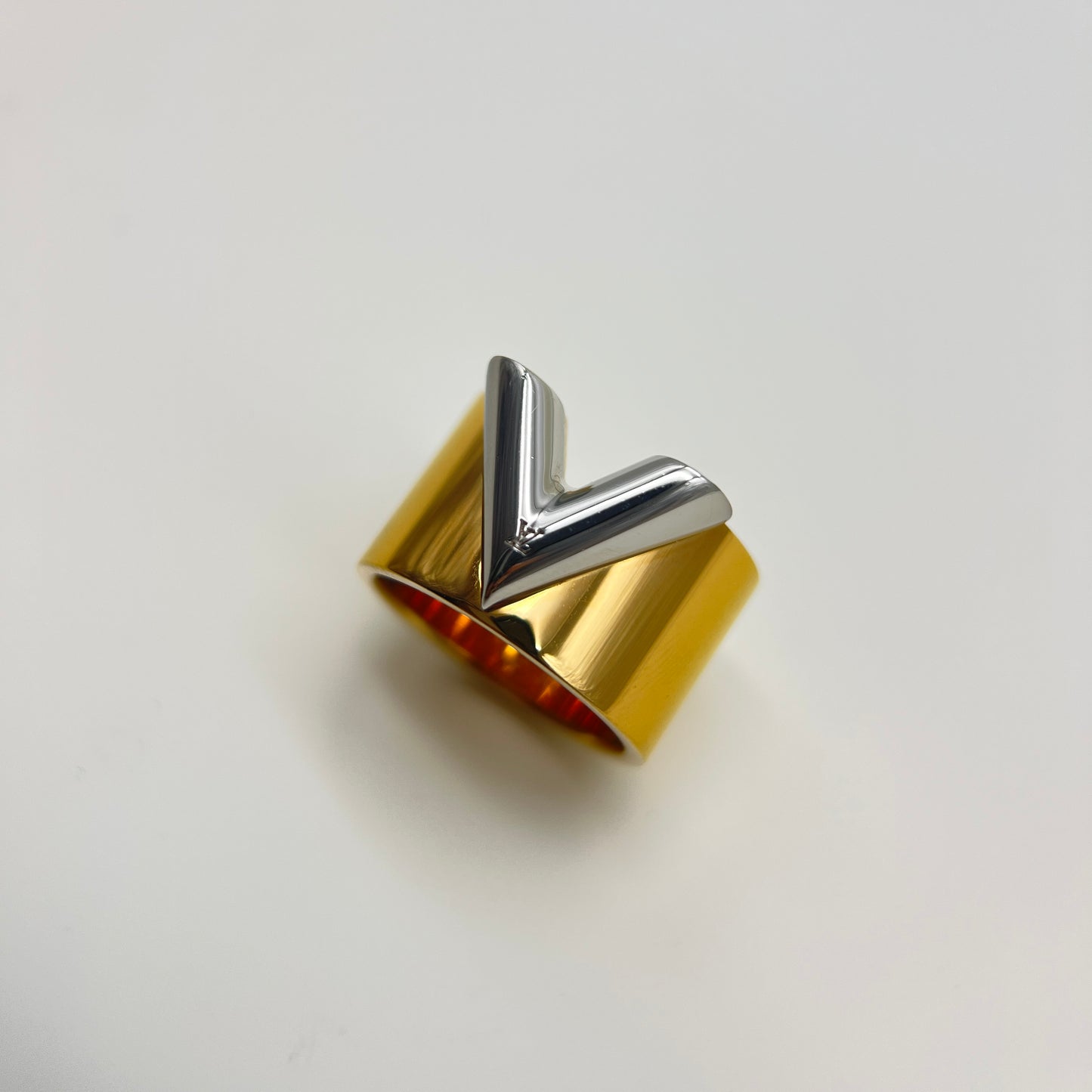 Louis Vuitton Two Tone V Logo Golden Ring#14