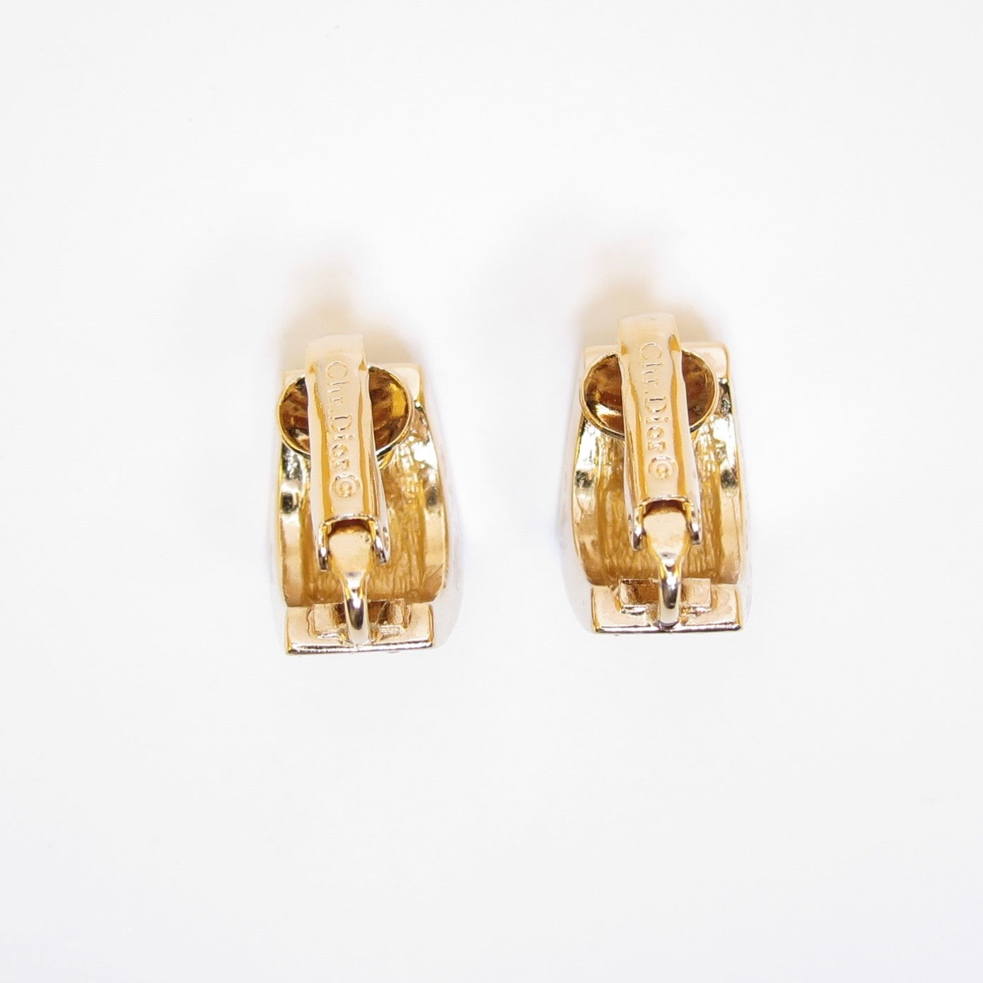 Christian Dior Vintage Stylish Rhinestone Golden Clip-on Earrings