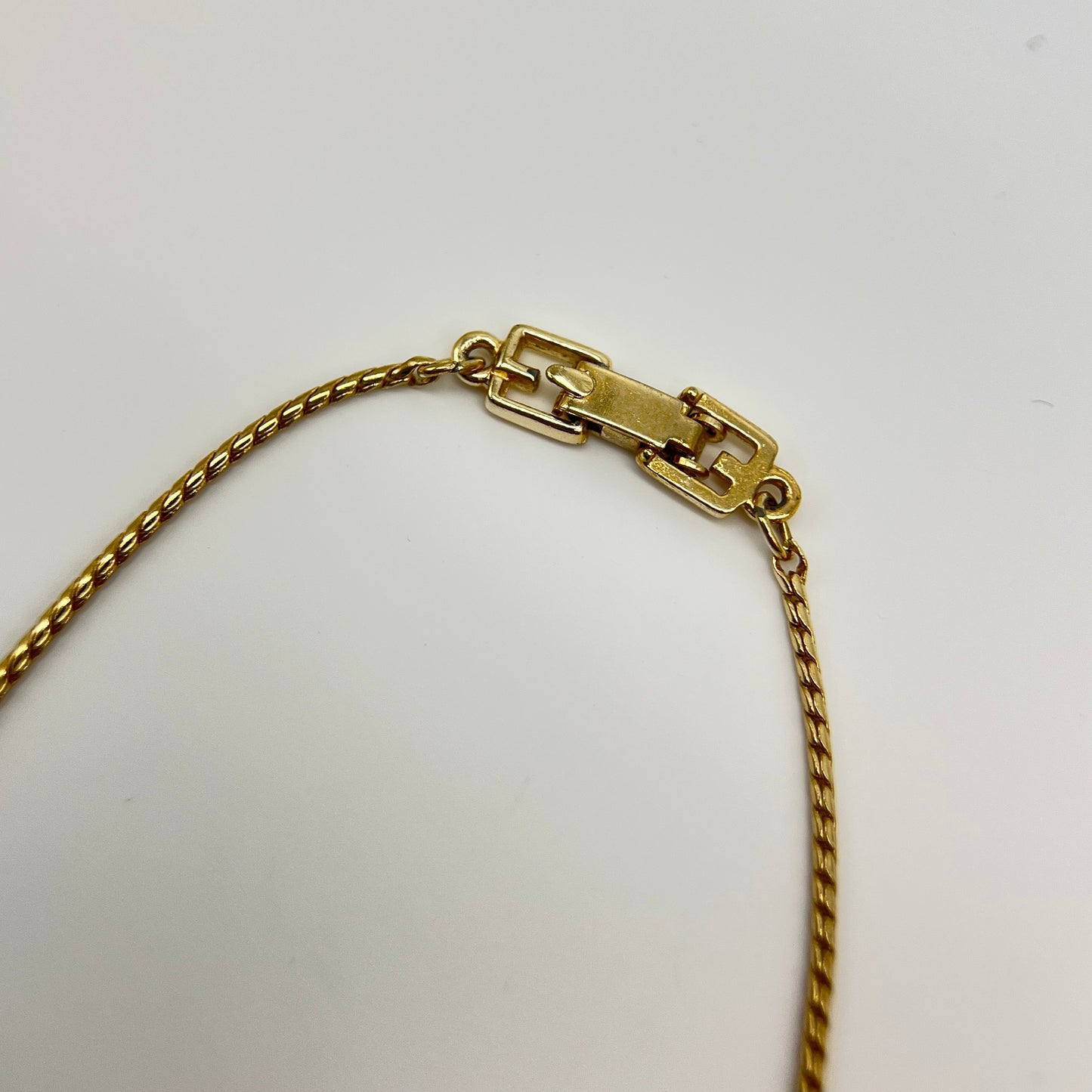 Givenchy Vintage Square Shape with Rhinestone Pendant Golden Necklace