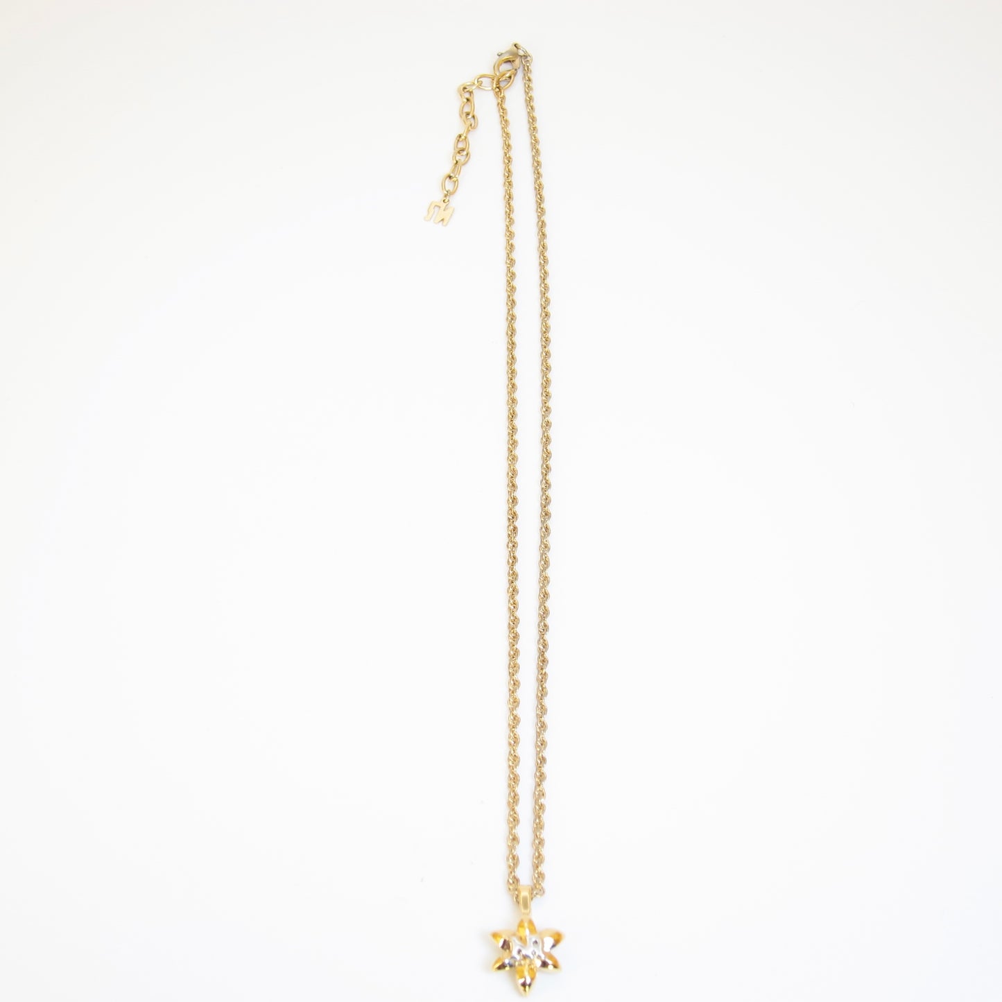 Nina Ricci Vintage NR Logo on Folwer Golden Necklace