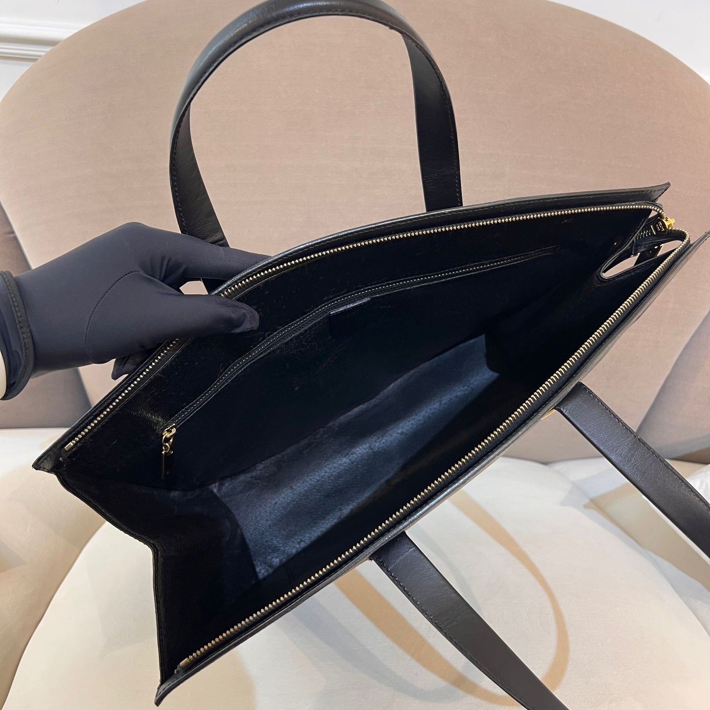 Celine Vintage Macadam Black Coated Canvas Leather Trim Tote Bag
