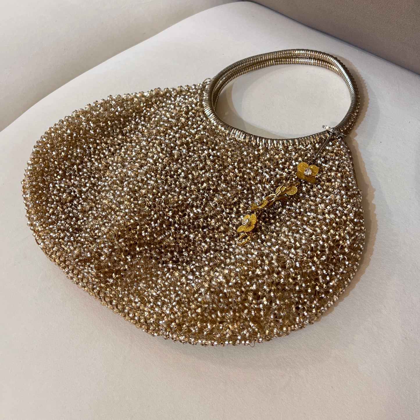 Anteprima Vintage Golden Wire Knit Round Handle Handbag