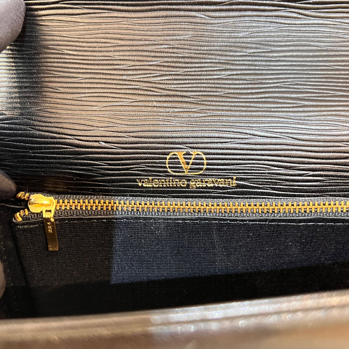 Valentino Garavani Vintage Black Epi Leather Gold Buckle Shoulder Bag