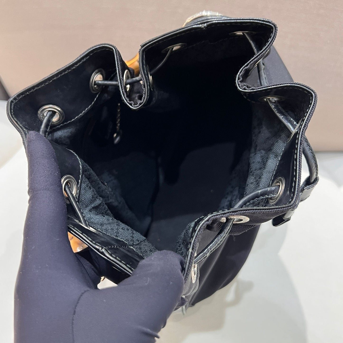 Gucci 復古竹柄兩用水桶包