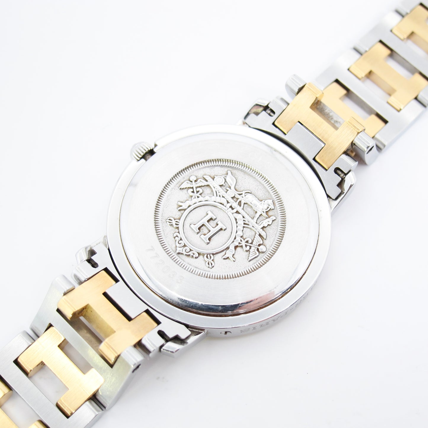 Hermes Vintage Clipper Ivory Dial with Date and H Bracelet Two Tone Watch