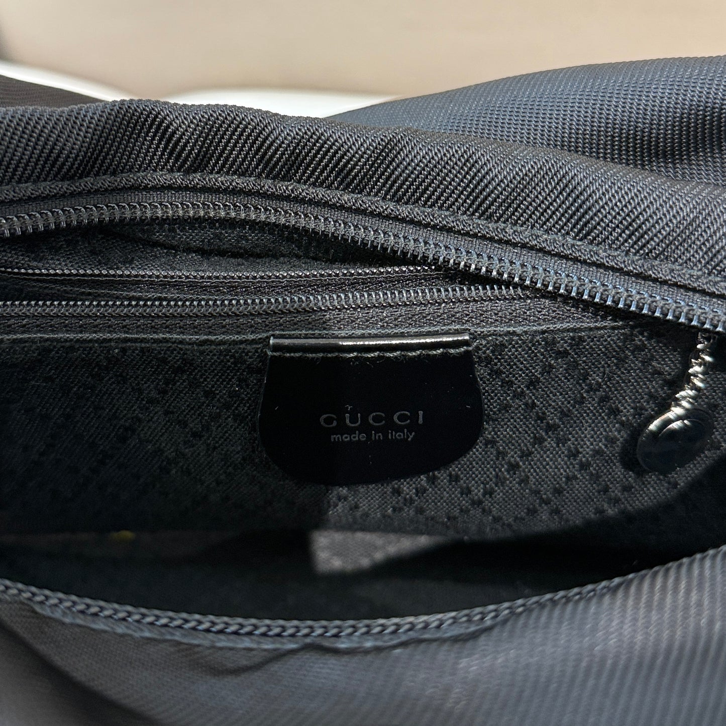 Gucci Black Bamboo Handle Black Nylon & Leather Handbag
