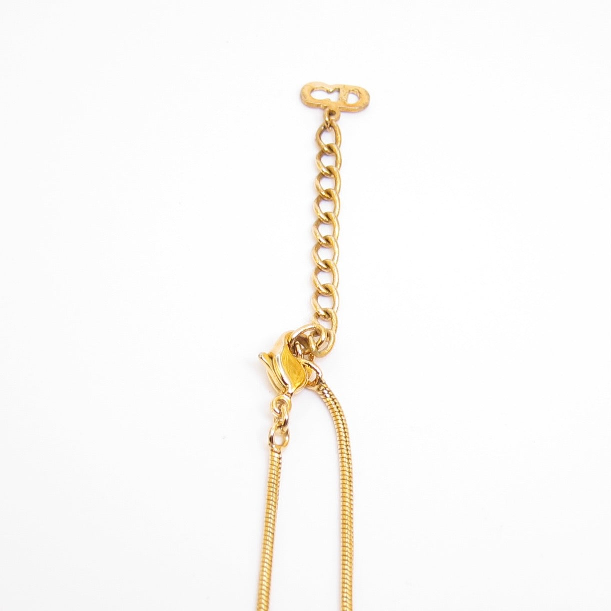 Christian Dior Vintage D Logo Pendant Golden Necklace