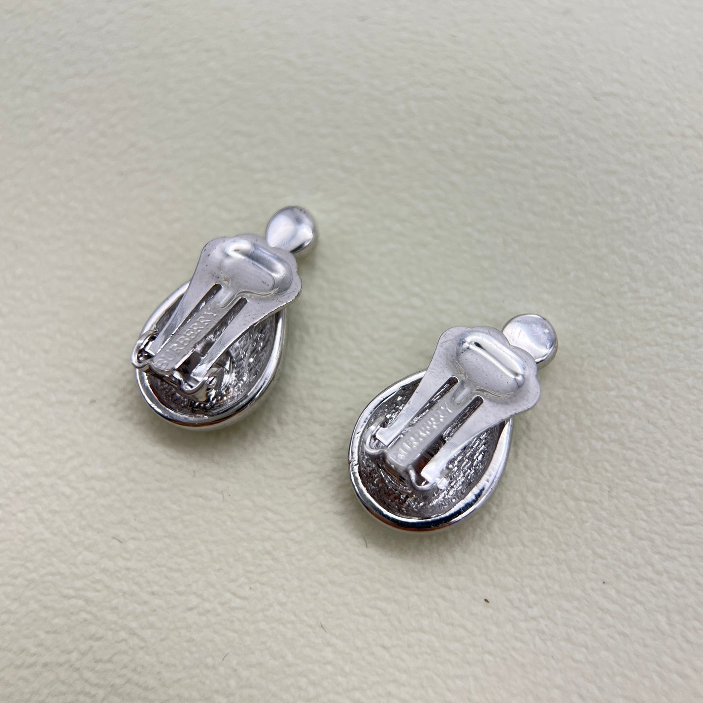 Burberry Vintage B Logo on Green and Silver Clip-on Earrings