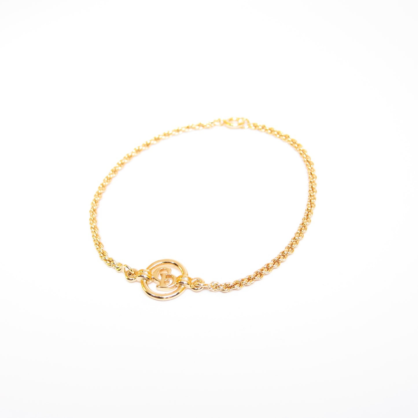 Christian Dior Vintage CD Logo in Circle Golden Bracelet
