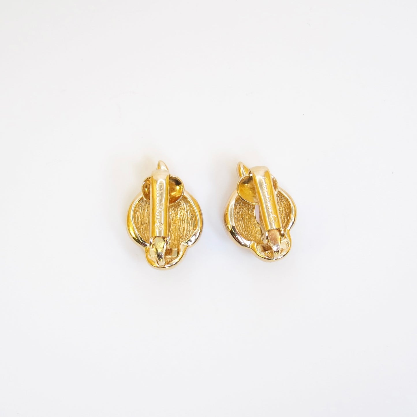 Christian Dior Vintage Stylish Rhinestone Golden Clip-on Earrings