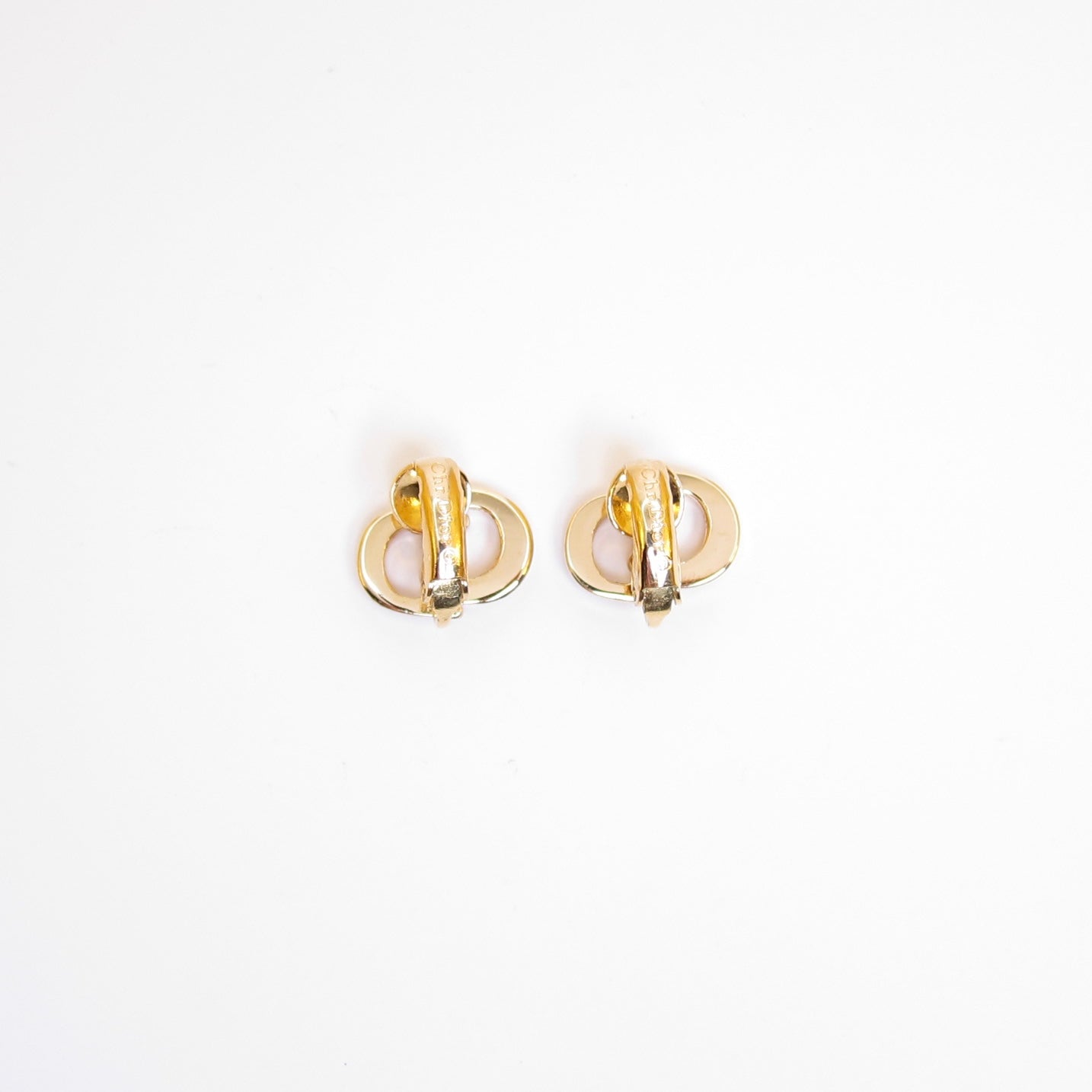 Christian Dior Vintage CD Logo Golden Clip-on Earrings