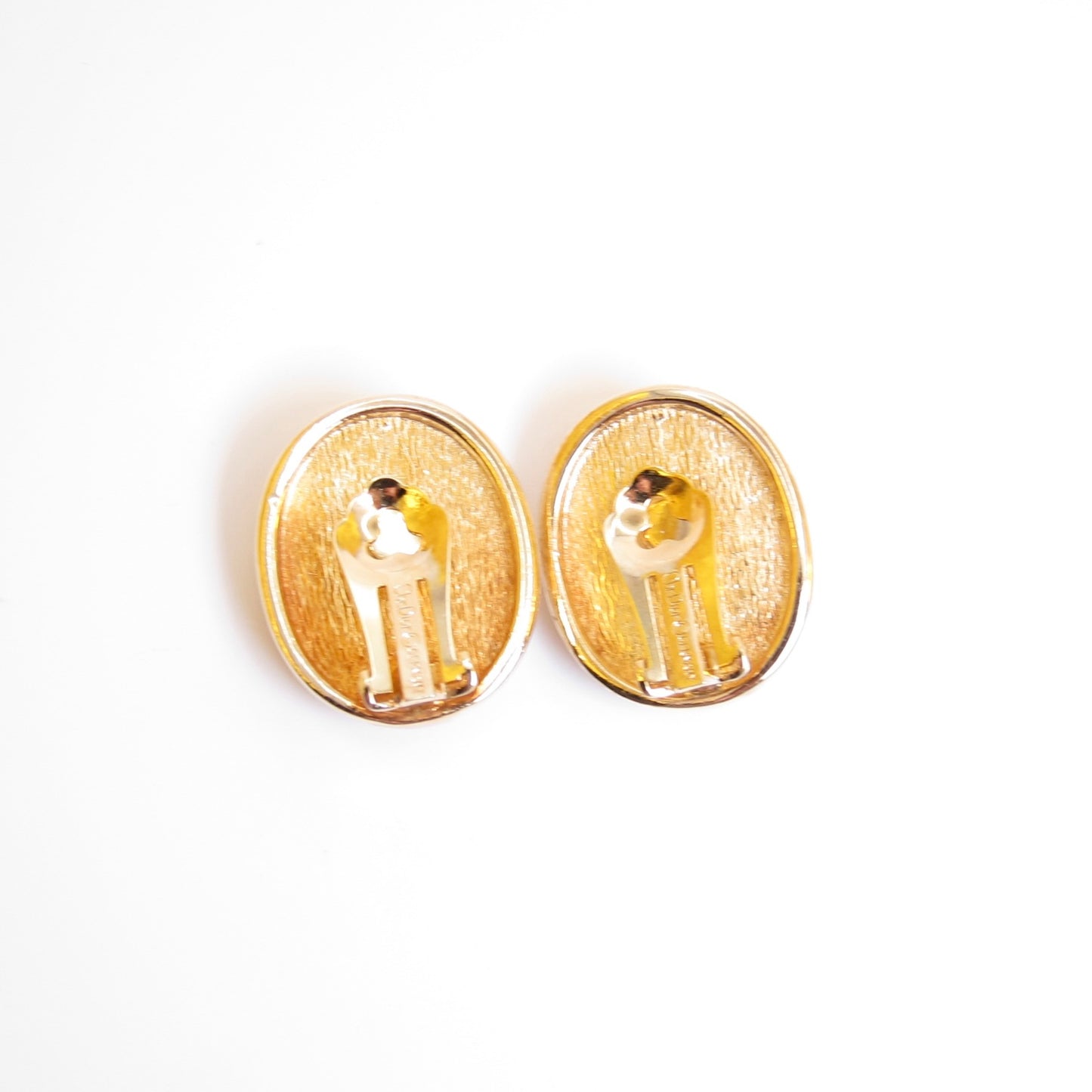Christian Dior Vintage Oval Shaped Pearl Golden Clip-on Earrings