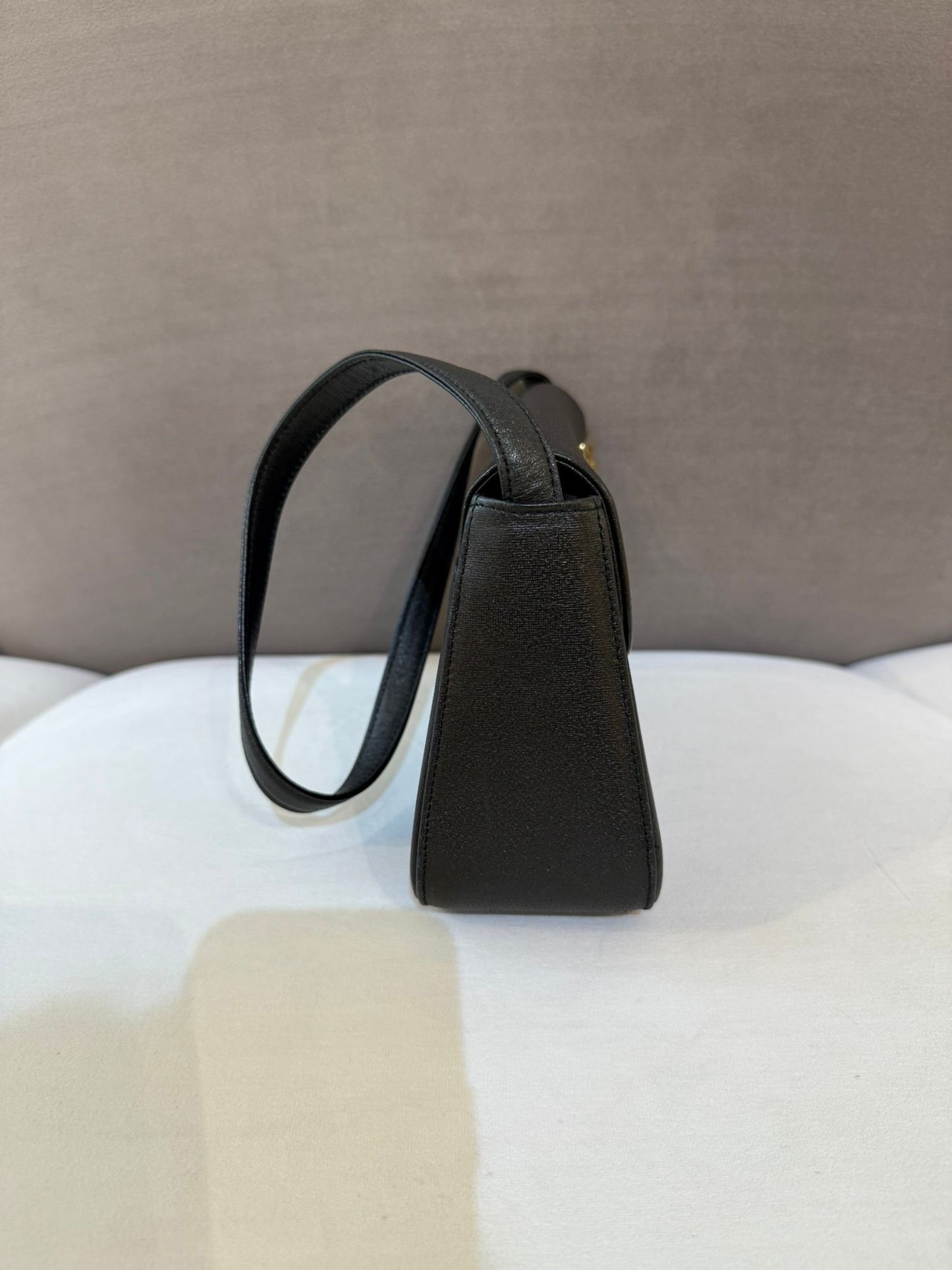 Givenchy Vintage Logo Plaque Black Leather Shoulder Bag
