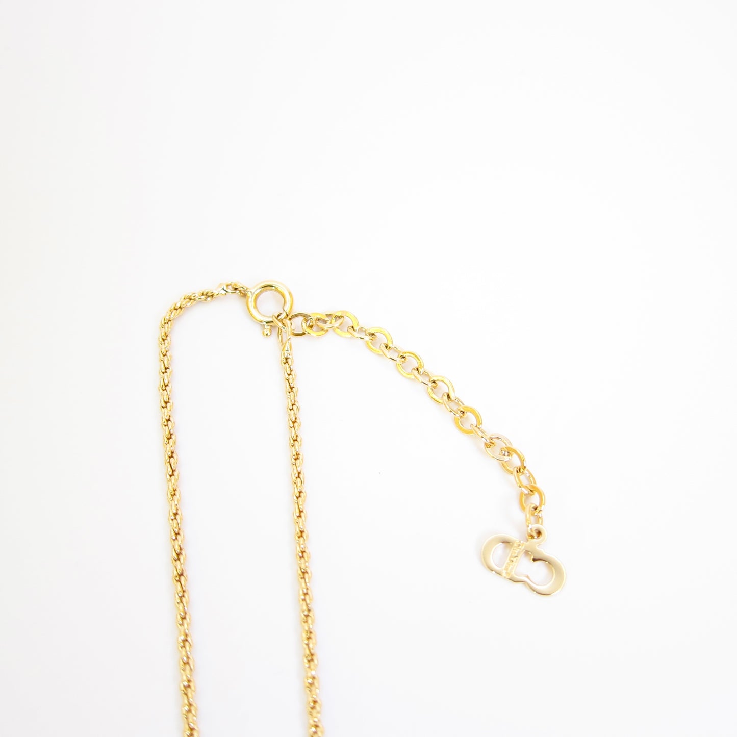 Christian Dior Vintage CD Logo and Rhinestone Golden Necklace