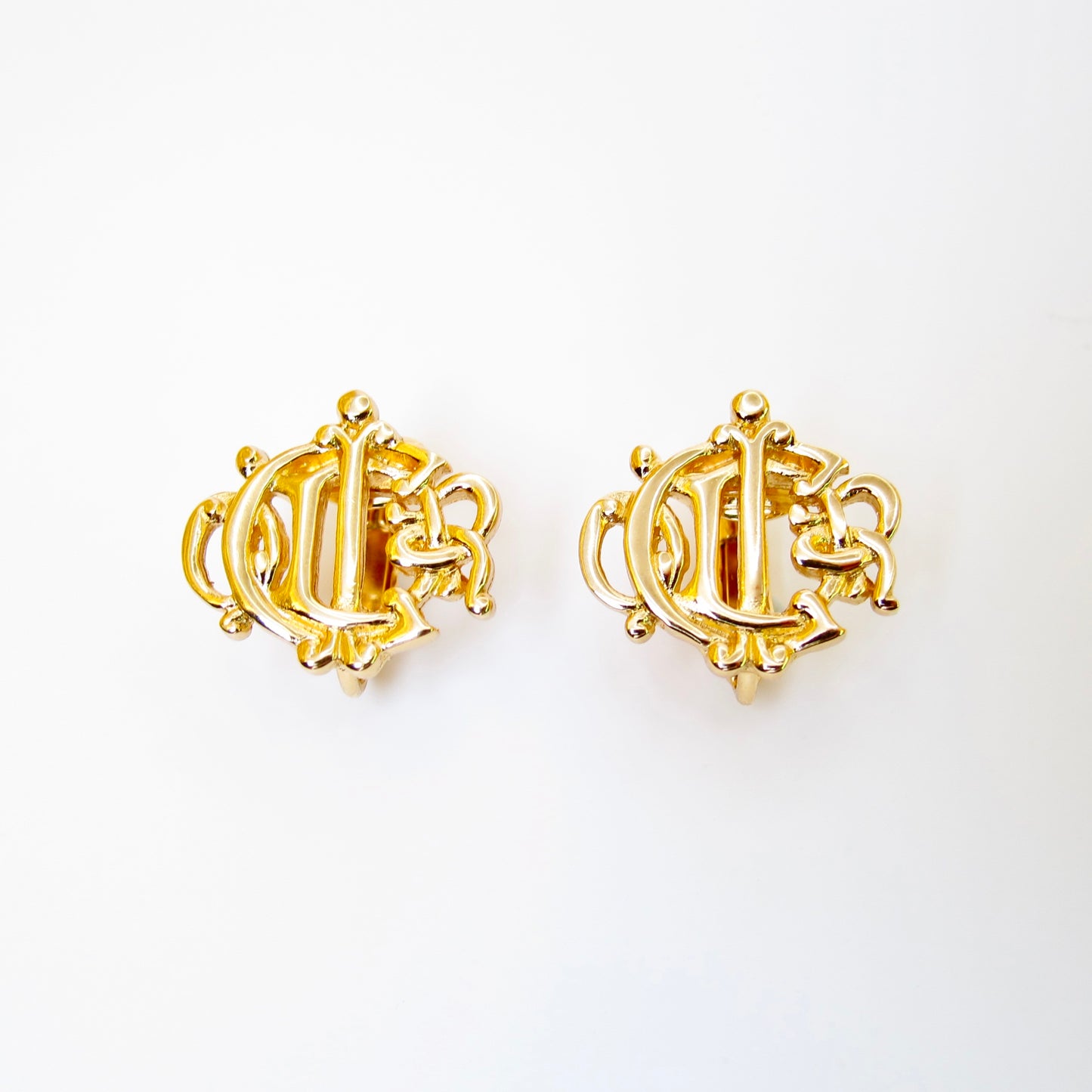 Christian Dior Vintage Dior Logo Golden Clip-on Earrings