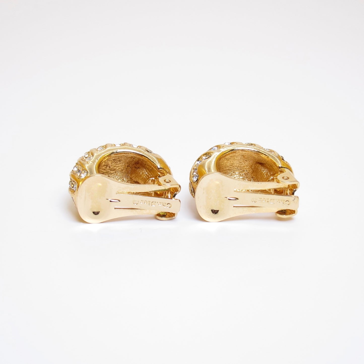 Christian Dior Vintage Rhinestone Golden Clip-on Earrings