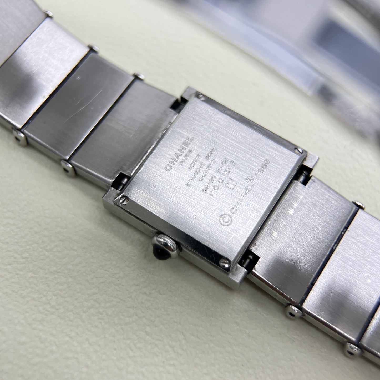 Chanel Vintage Mademoiselle Black Face Stainless Steel Watch