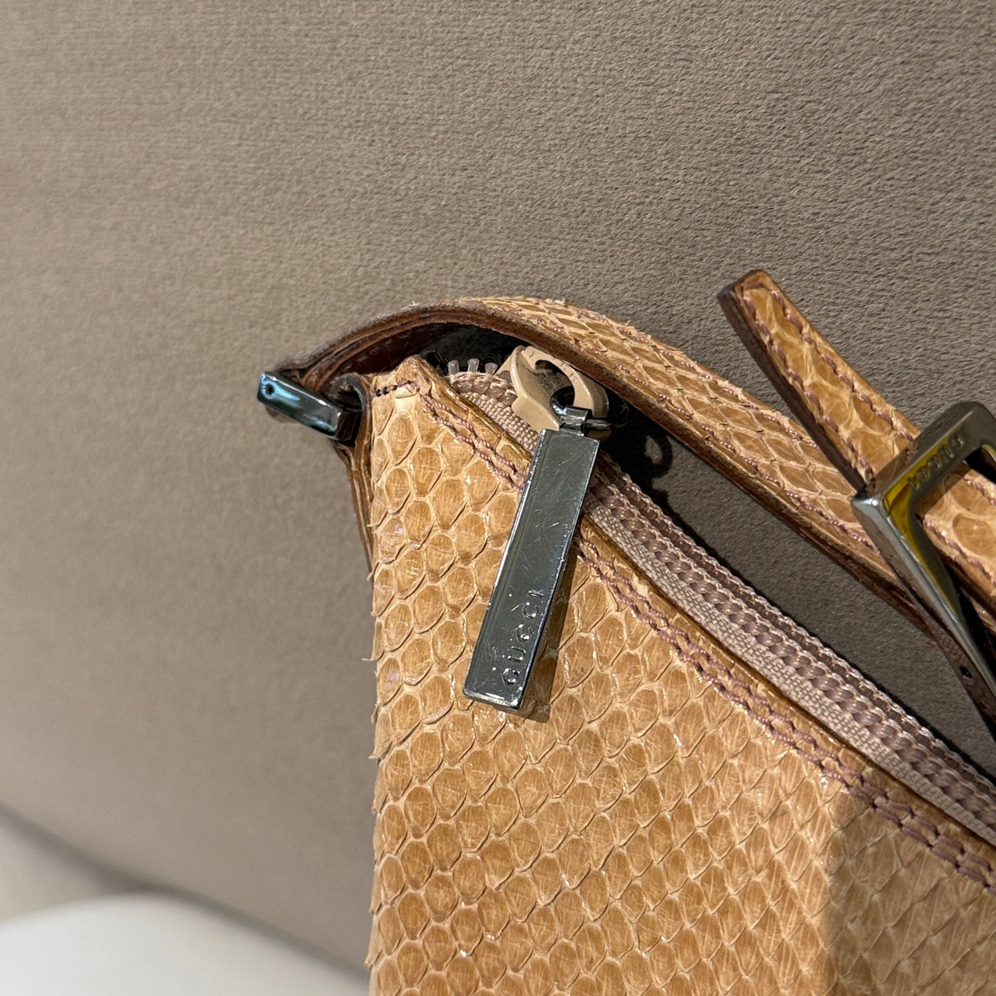Gucci Tan Python Leather Hobo Shoulder Bag