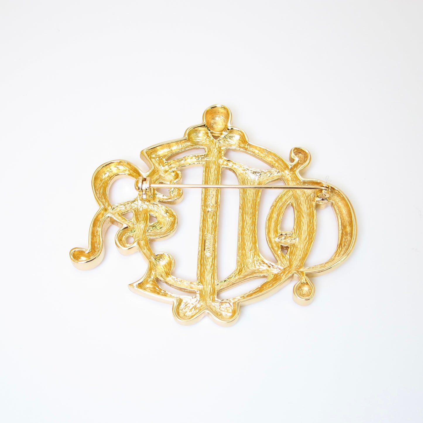 Christian Dior Vintage Dior Logo Golden Brooch