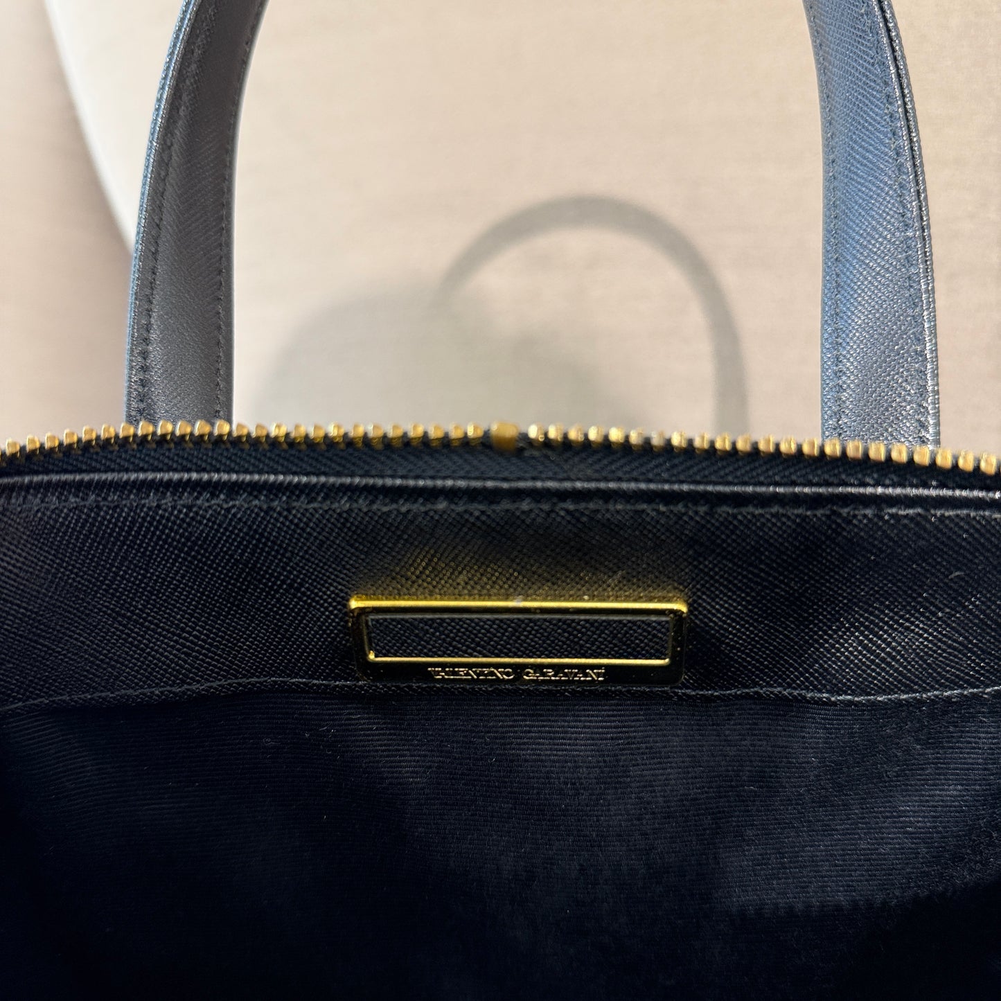 Valentino Vintage Medallion Charm Leather Top Handle Handbag