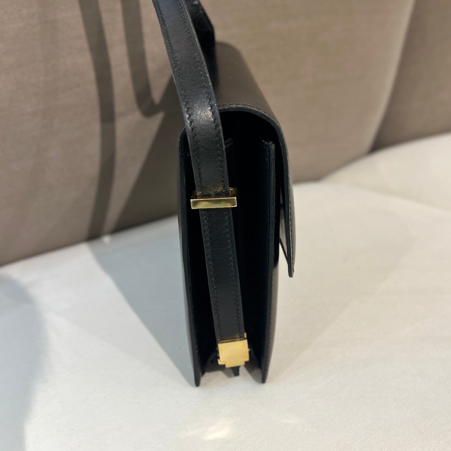 Balenciaga Vintage Golden BB Logo Buckle Black Leather Shoulder Bag