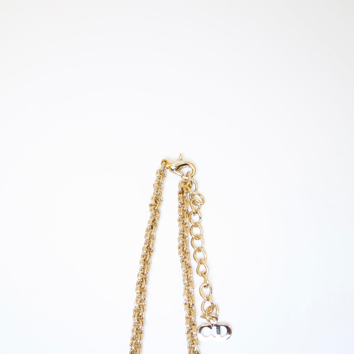 Christian Dior Vintage CD Logo and Rhinestone Golden Necklace