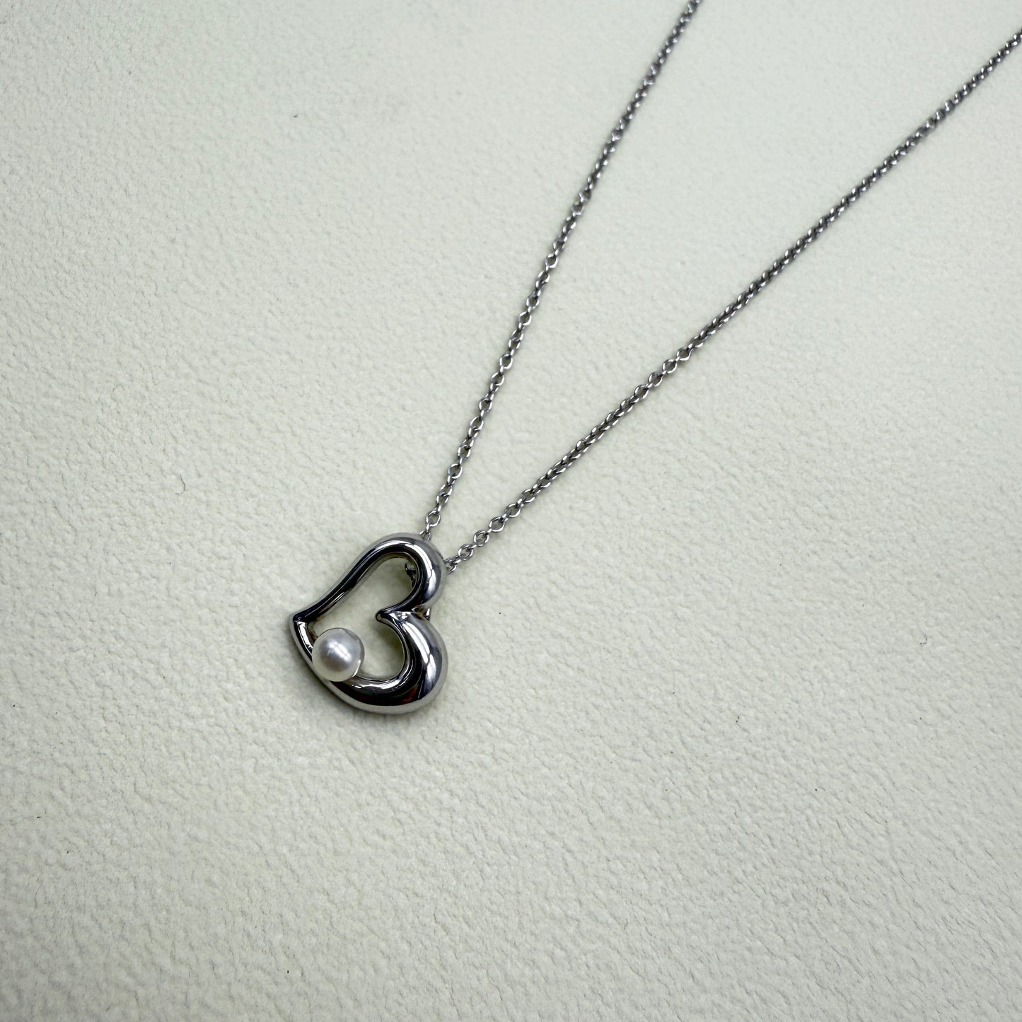 Tasaki Vintage Freshwater Pearl in Heart Silver Necklace