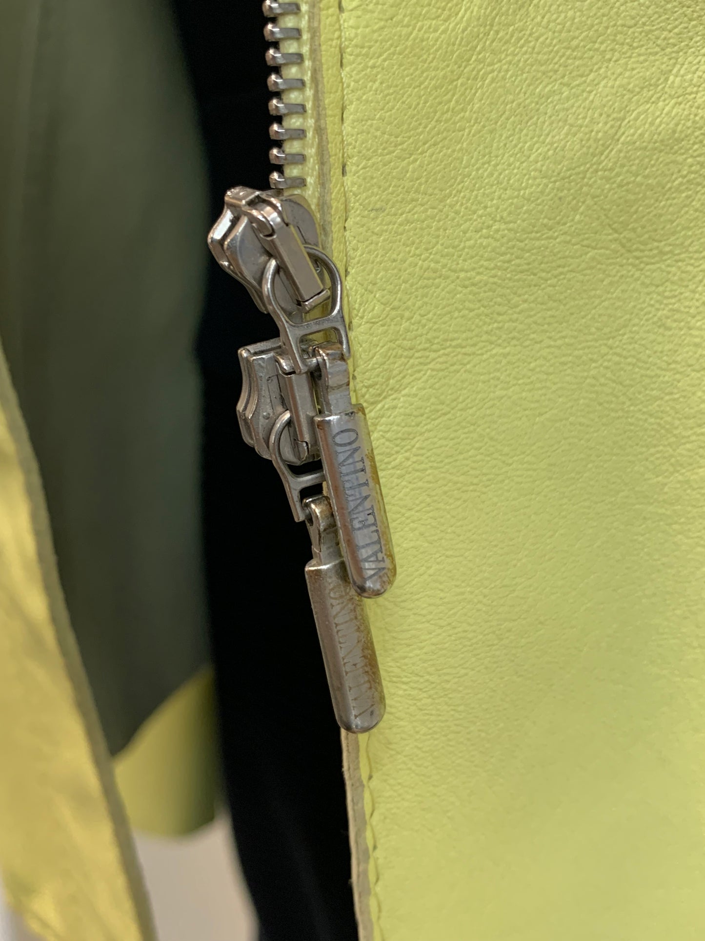 Valentino Miss V Vintage Lemon Yellow Leather Cropped Jacket Size 38