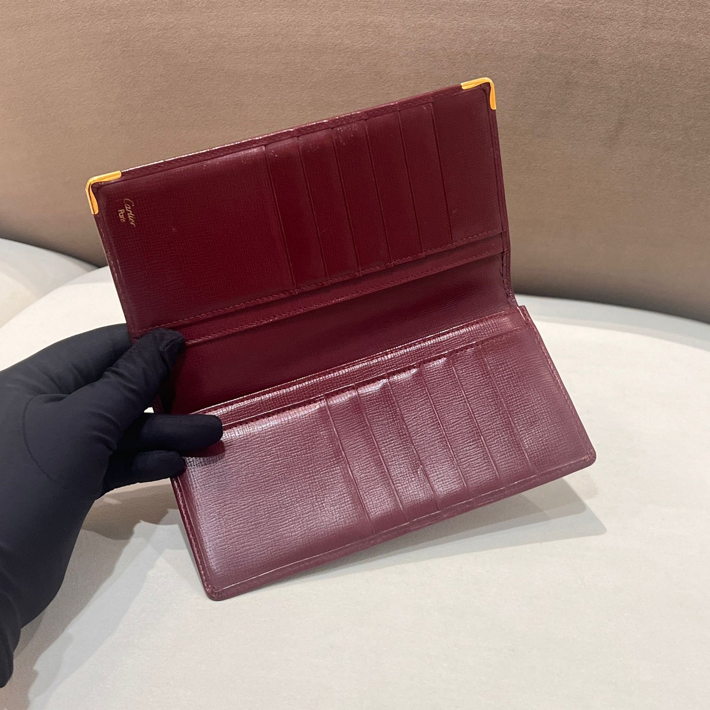 Cartier Vintage Bordeaux Leather Slim Long Wallet