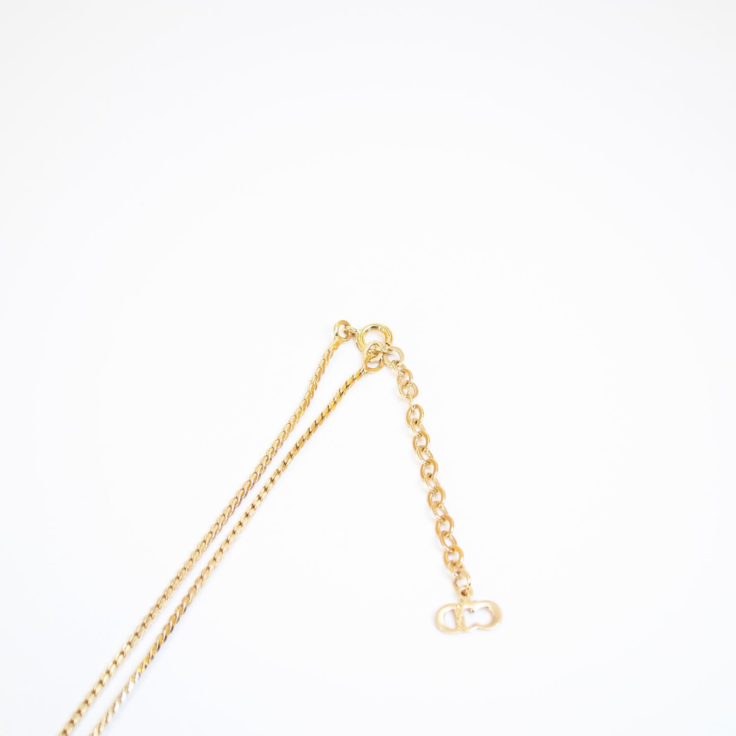 Christian Dior Vintage CD Logo and Rhinestone Golden Necklace