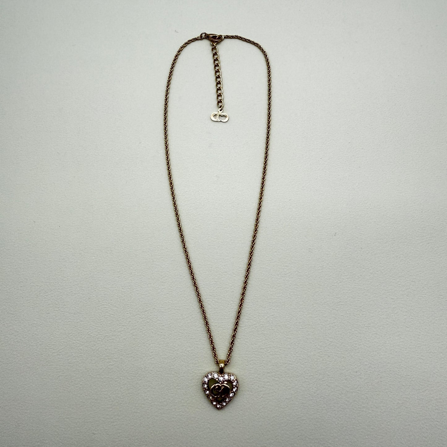 Christian Dior Vintage CD Logo in Heart with Rhinestone Golden Necklace
Length of Chain ~42cm
