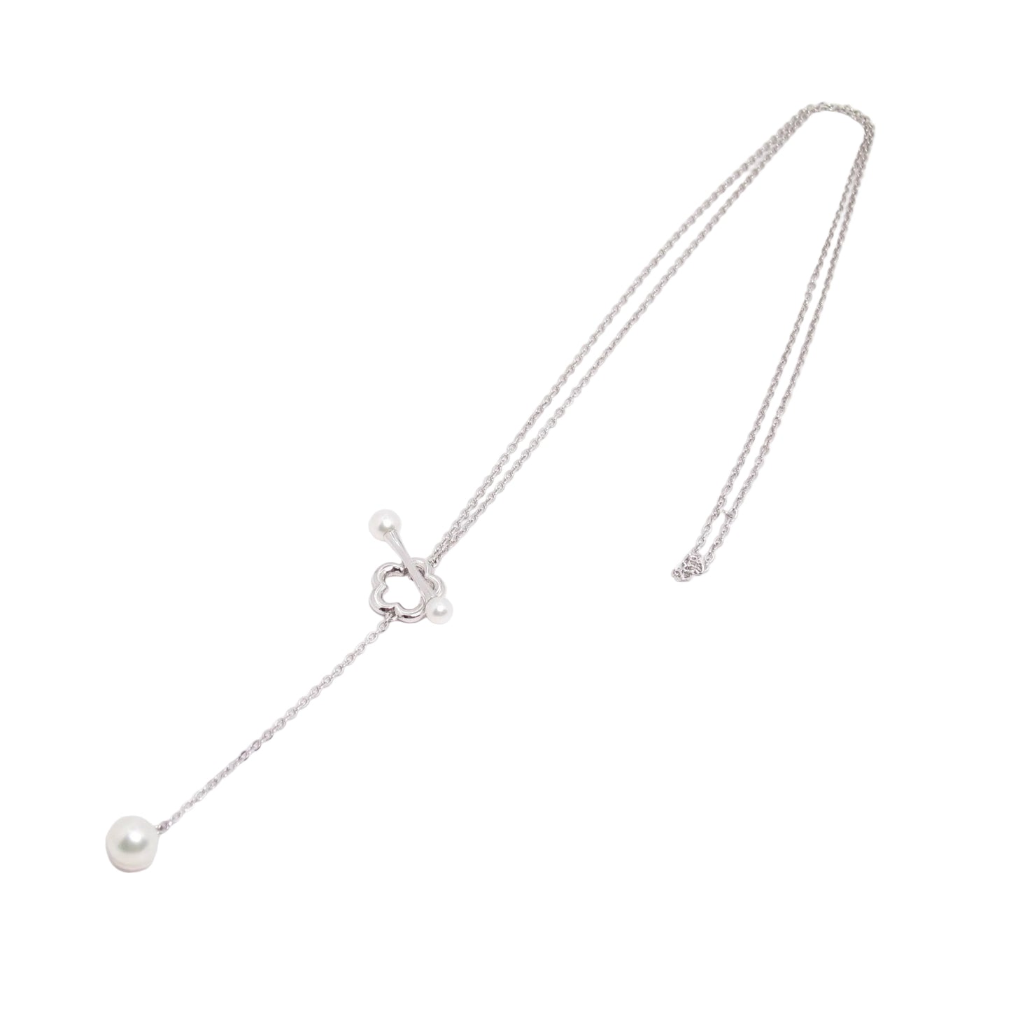 Mikimoto Vintage Akoya Pearl and Flower T-Bar Y-Necklace