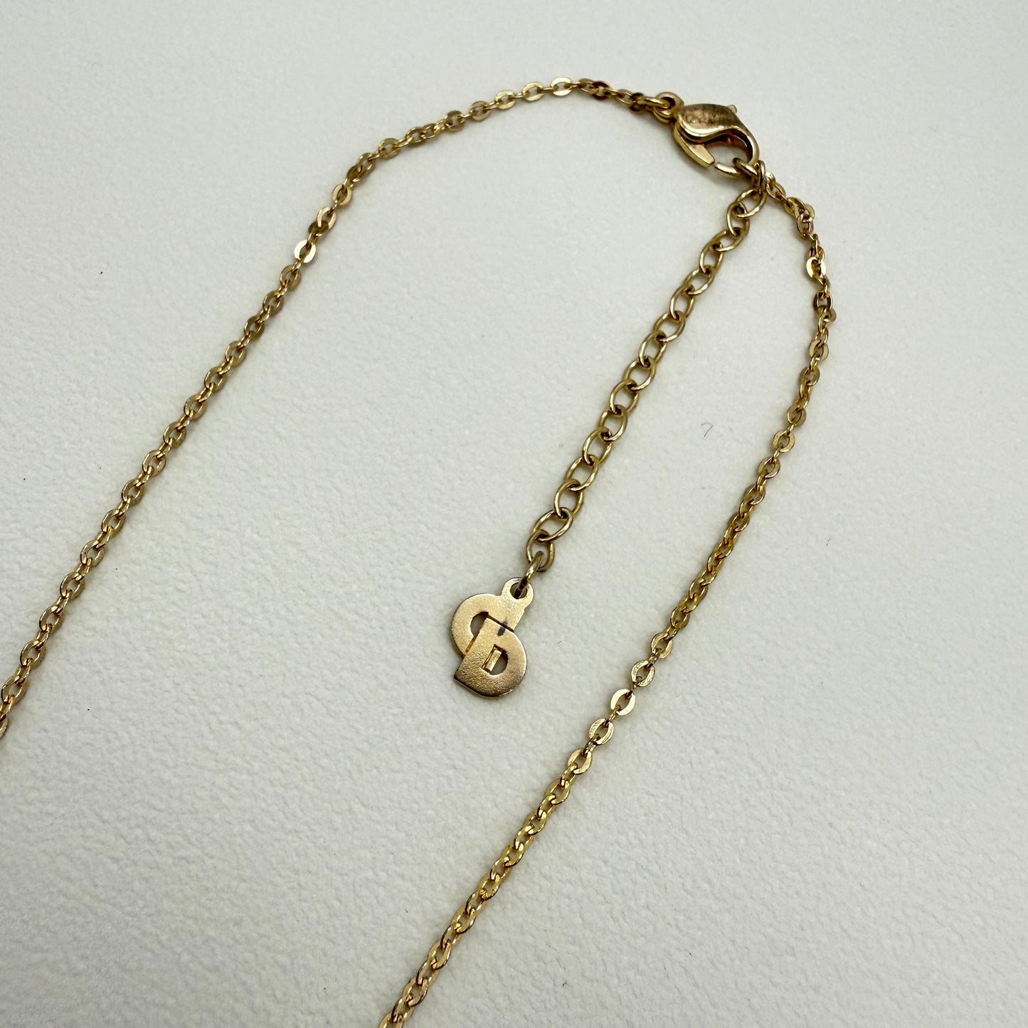 Christian Dior Vintage Dior Logo in Black Circle with Rhinestone Golden Necklace