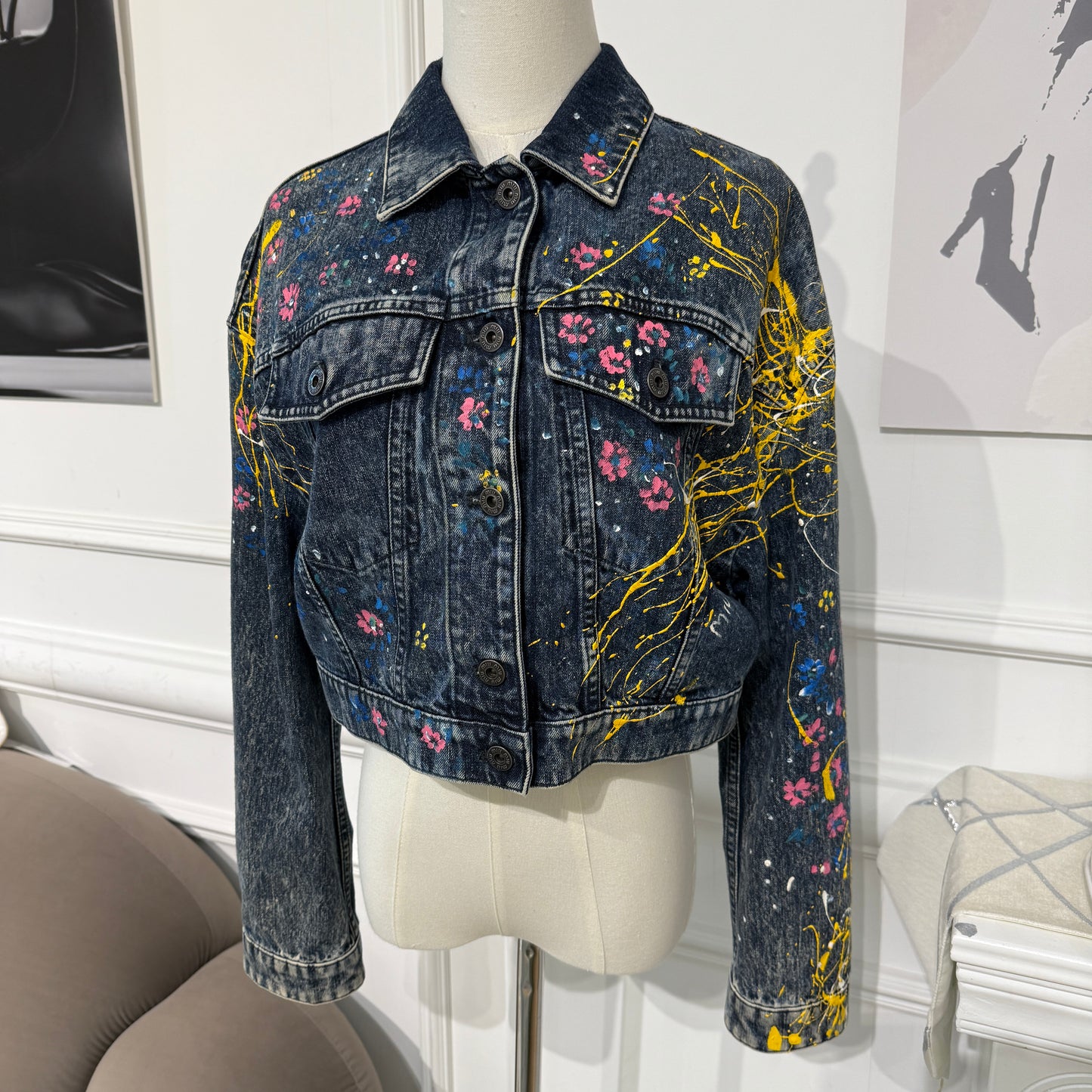 Miu Miu Vintage Multicolor Denim Chopped Jacket