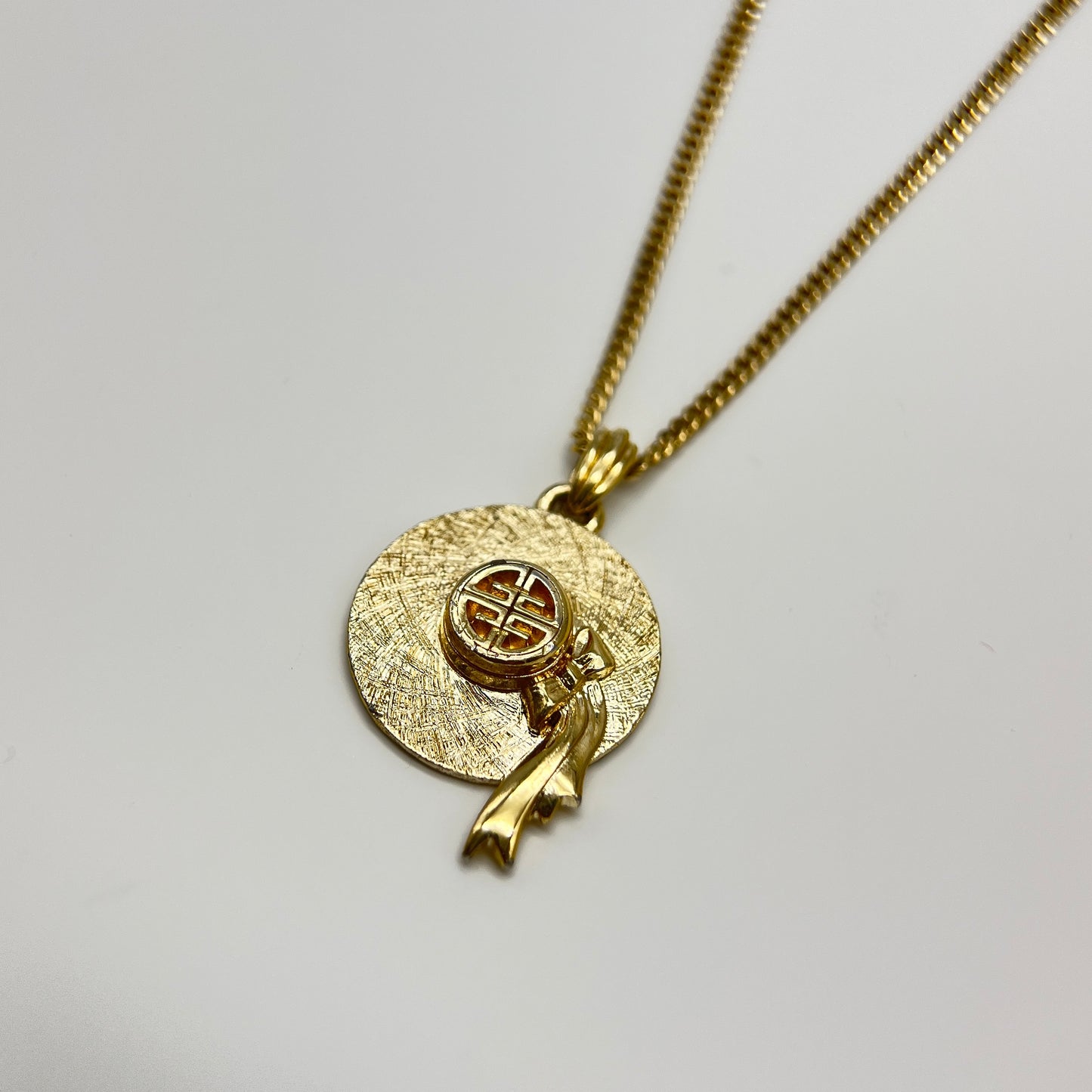 Givenchy Vintage 4G Logo Hat Motif Pendant Golden Necklace