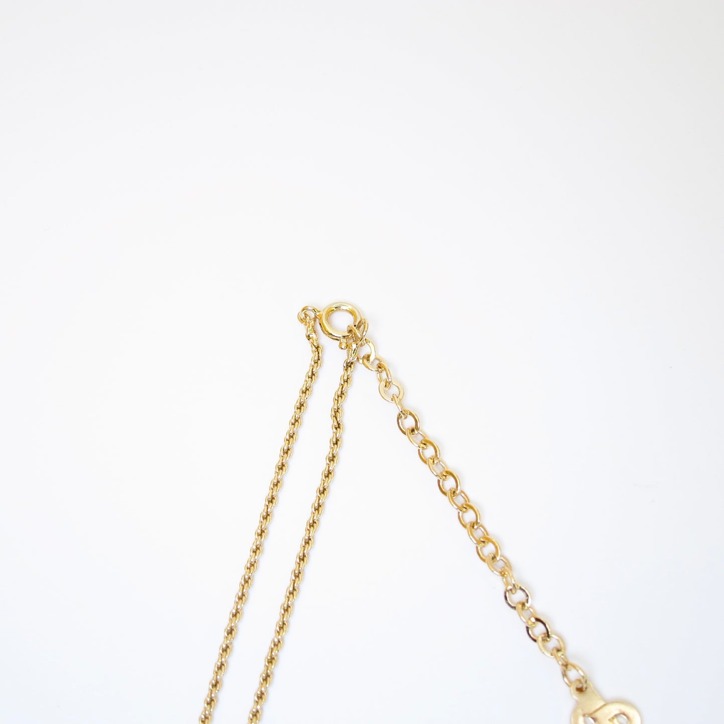 Christian Dior Vintage Dior Logo in Heart Shape with Rhinestone Golden Necklace